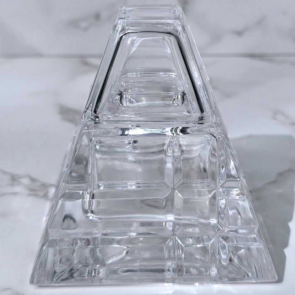 RCR Inkwell Royal Crystal Rock Pyramid Clear Lead Crystal Desk Accessory Italy